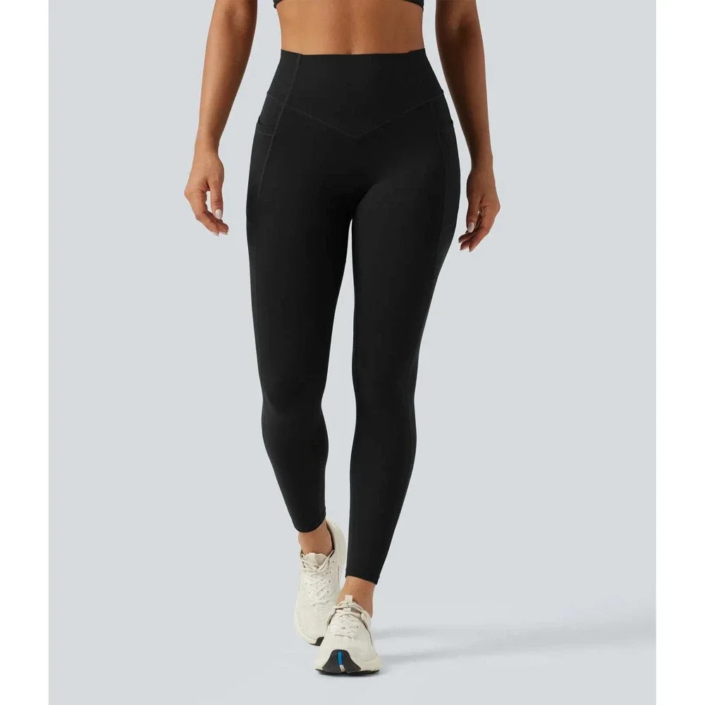 Halara UltraSculpt High Waisted Scrunch Butt Lifting Leggings Pockets Black M